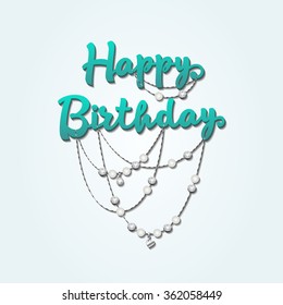 Happy Birthday card with jewelry elements.Vector illustration 