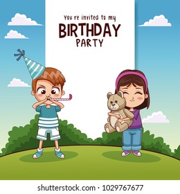 Happy birthday card with kids