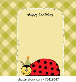happy birthday card with ladybug