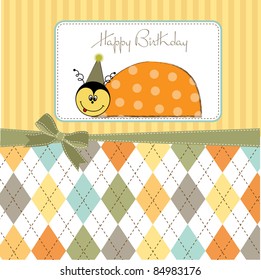 happy birthday card with ladybug