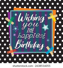 Happy birthday card with lettering and stars