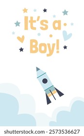 Happy birthday card for a little boy with sky, stars, clouds and cancer
