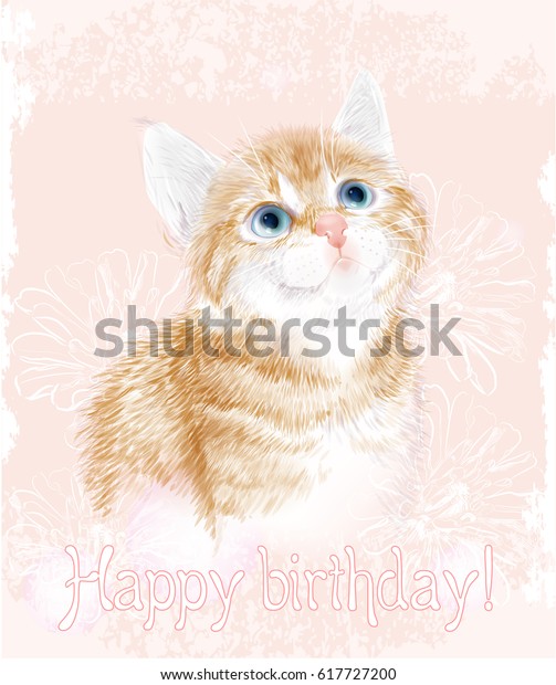 Uitgelezene Happy Birthday Card Little Kitten Red Stock Vector (Royalty Free US-39