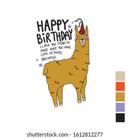 Happy birthday card. llama wish today make sure you have lots of fun in your birthday.