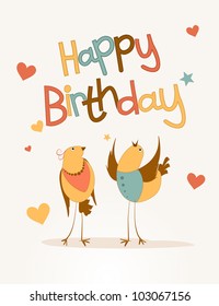 Happy birthday card with love bird