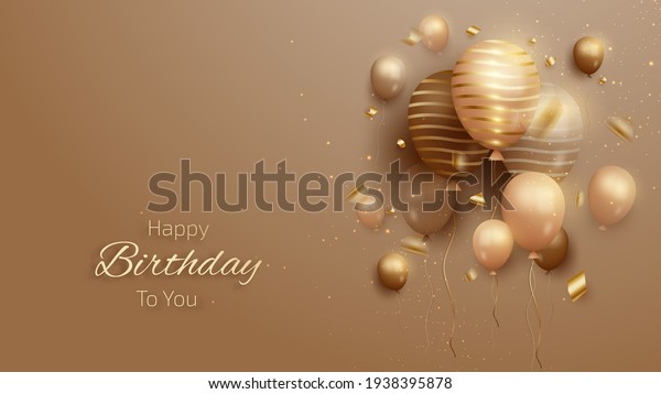 Happy Birthday Card Luxury Balloons Ribbon Stock Vector Royalty Free