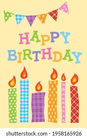 
Happy birthday card material with colorful candles