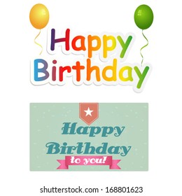 Happy Birthday card, modern and vintage
