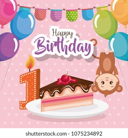 happy birthday card with monkey