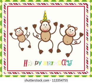 Happy birthday card with monkey