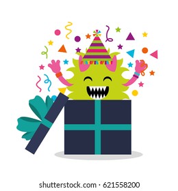 happy birthday card with monster