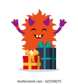 happy birthday card with monster