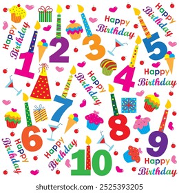 Happy birthday card with number birthday design