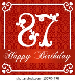 Happy birthday card with number eighty seven. vector illustration