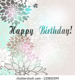 Happy Birthday card on floral background  Vector illustration Greeting card Floral pattern