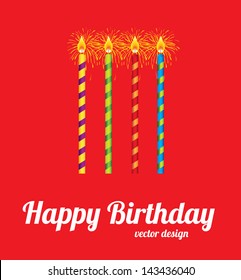 Happy birthday card over red background vector illustration