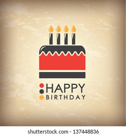 Happy Birthday card over vintage background  vector illustration