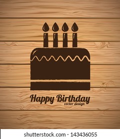 Happy Birthday card over wooden background  vector illustration
