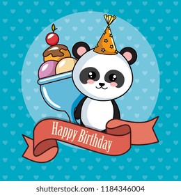 Happy Birthday Card Panda Bear Stock Vector (Royalty Free) 1184346004 ...