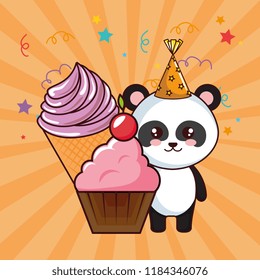 happy birthday card with panda bear