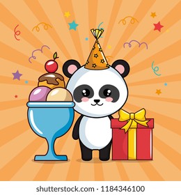 happy birthday card with panda bear