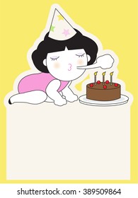 Happy Birthday Card Paper Note Character illustration