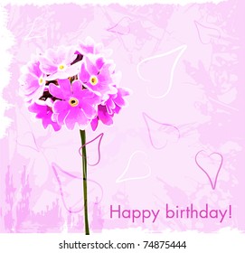 happy birthday card with pink flowers