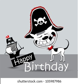 Happy Birthday Card pirate dog funny