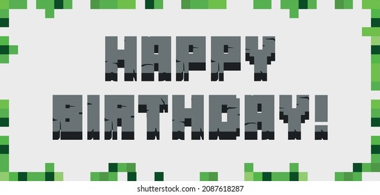 Happy Birthday Card Pixel Art Style Stock Vector (Royalty Free ...