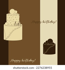 happy birthday card, postcard, chocolate cake
