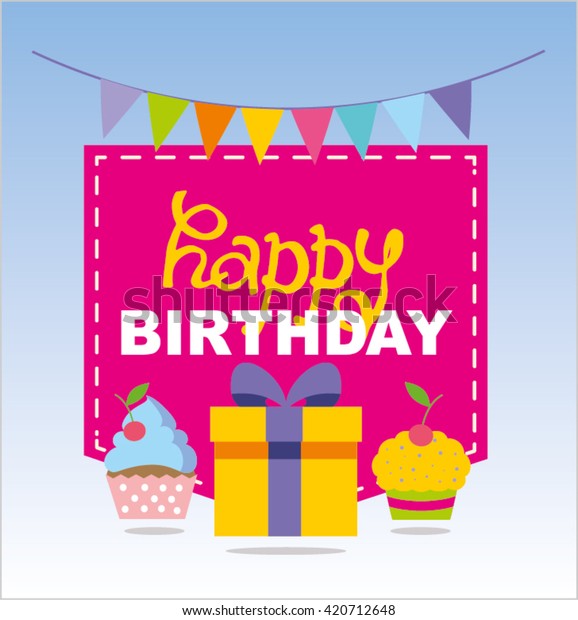 Happy Birthday Card Present Box Vector Stock Vector (Royalty Free ...