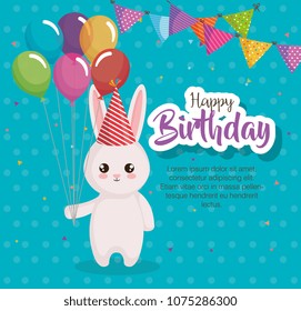 happy birthday card with rabbit