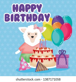 happy birthday card with rabbit character