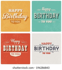 Happy Birthday Card - Retro Style Design Set