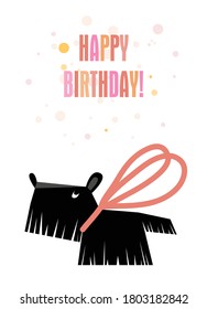 Happy birthday card with Scottish terrier