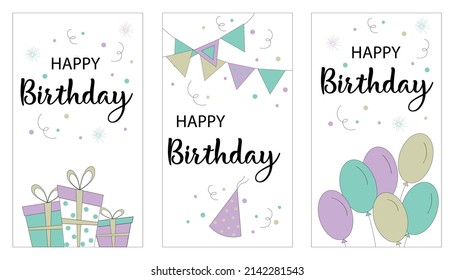 Happy birthday card set - vector image
