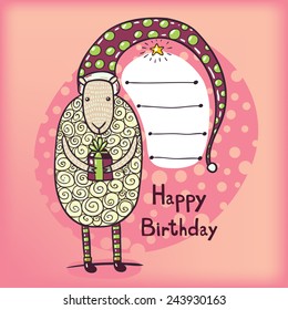 Happy birthday card with sheep.
