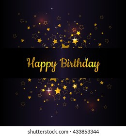 Happy Birthday Card Shiny Stars Background Stock Vector (Royalty Free ...