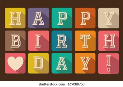 Happy Birthday Card With Squares Vector Illustration