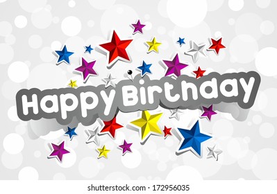 Happy Birthday Card With Stars vector illustration