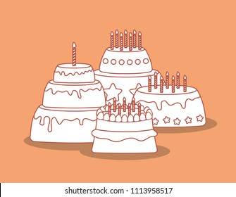 happy birthday card with sweet cakes