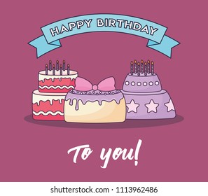 happy birthday card with sweet cakes