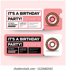 Happy Birthday Card With Sweet Donut Vector Illustration