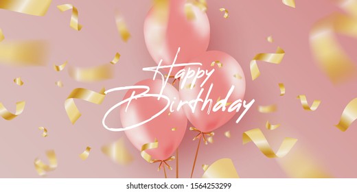 Happy Birthday card template with balloons