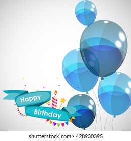 Happy Birthday Card Template with Balloons Vector Illustration EPS10
