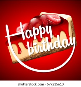 Happy Birthday card template with cheesecake illustration