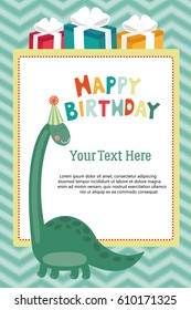Happy Birthday card template with dino and place for your text