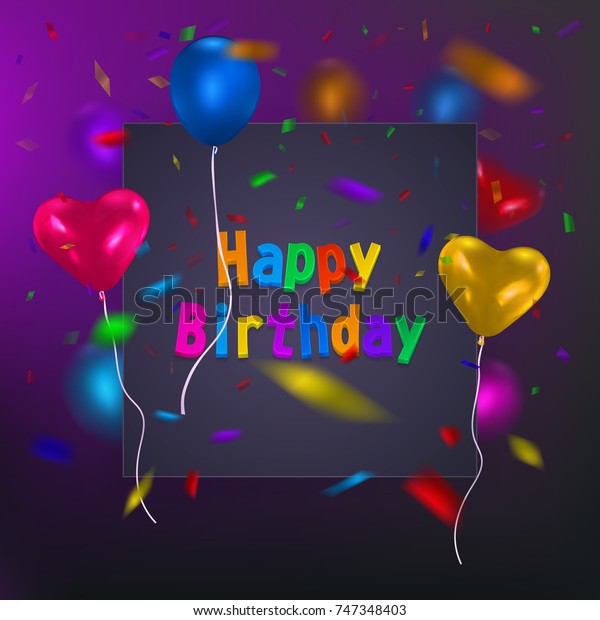 Happy Birthday Card Template Purple Background Stock Vector (Royalty ...