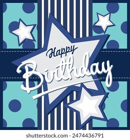 Happy birthday card with text and stars