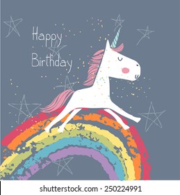 Happy Birthday Card With Unicorn